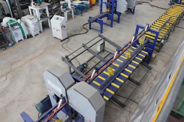 Wood Cutting Twin Vertical Band Sawmill Production Line for log diameter 350mm