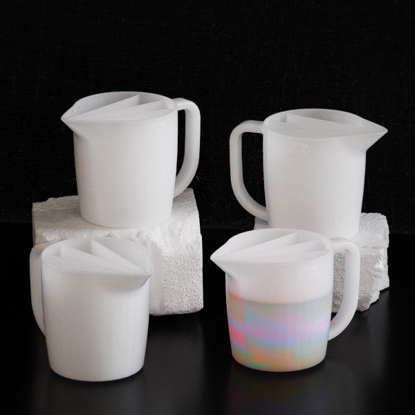 DIY silicone color grading cup, drip dispensing, grid mixing, color matching cup with handle, four grid silicone tool