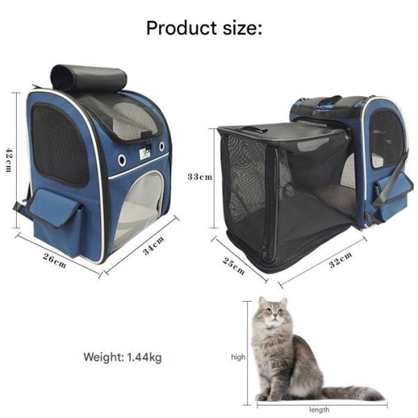Washable Blue Polyester Oxford Expandable Pet Rucksack Travel Bag Durable Non Toxic Ideal For Indoor Outdoor Pet Owners Needing Safe And Easy To Clean Travel Gear