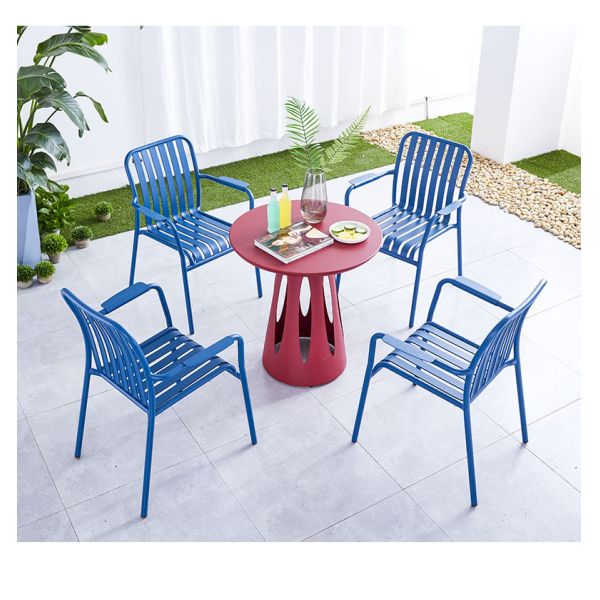 Aluminum Metal Patio Terrace Balcony Leisure Chair and Table Set Outdoor Armchairs