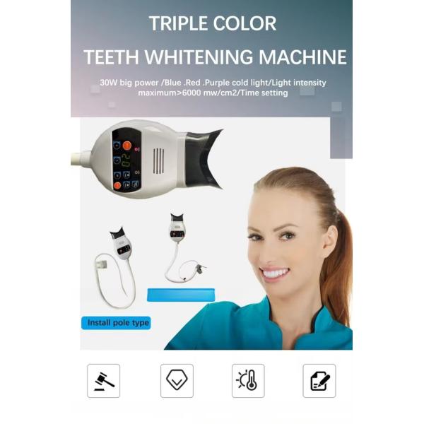 Machine de blanchiment des dents montée sur une chaise dentaire Lumière blanchissante froide lumineuse violette lumineuse