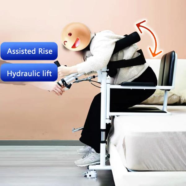 Hydraulic Transport Assist Chair Transfer Commode Wheelchair for Elderly with 180 Degree