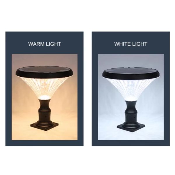 LED Solar Pillar Light With High-Efficiency Solar Panel 2000mAh Battery For Poolside Fence Pillars