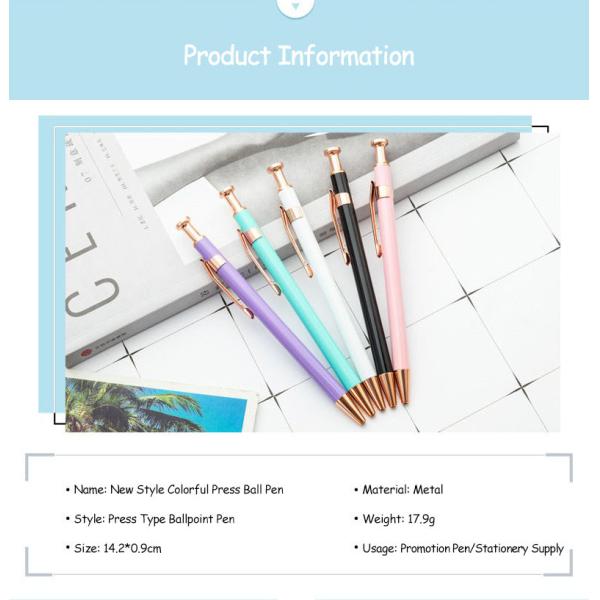 Macaron Color Press Metal Ball Pen With Golden Clip Fancy Portable Gift Pens