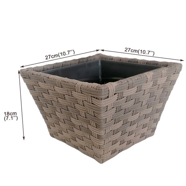 Metal Frame PE Wicker Plastic Pots Artificial Woven Home Garden Plant Pots
