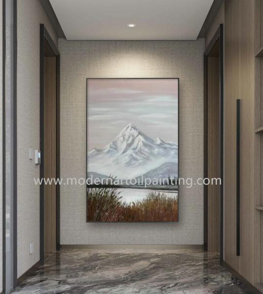 Handpainted Mountains Oil Painting Modern Landscape Canvas With Romantic Brushstrok