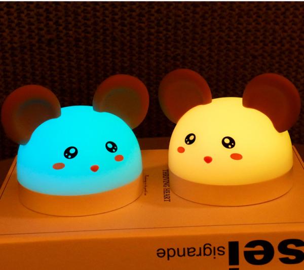 Cartoon Rat LED Silicone Nightlight Kids USB Charging Bedside Digital Wake Up Alarm Clock