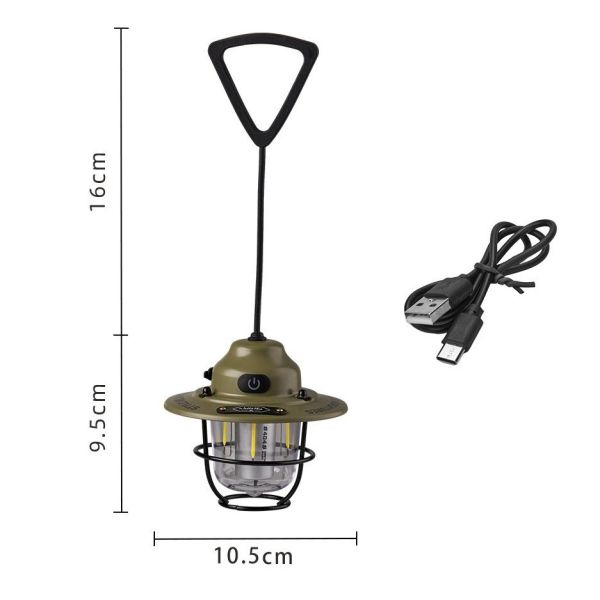 Source Factory Wholesale New Outdoor Portable Hanging Light Waterproof USB Rechargeable Lantern LED Camping Tent Lamp