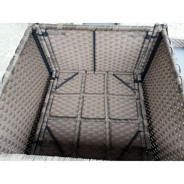 6 Pieces Patio Dining Set All Weather Wicker Furniture Steel Frame Rattan Dining Table and Chair Poly Wooden Table Top
