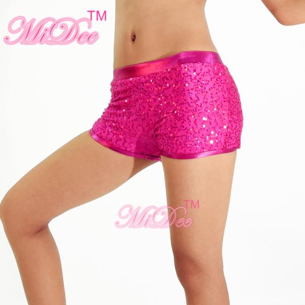Metallic Edged Dance Wear Accessories Gym Sequin Dance Shorts For Sports Performance