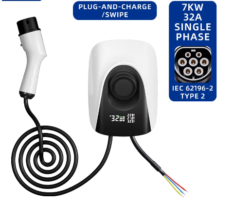 Home Use IP55 Waterproof Rating Type 2 7KW AC Wallbox EV Charger With Tuya APP