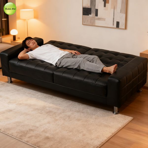 Modern PU Leather 3-Seater Sofa For Living Room Saving-Space Furniture Convertible Sleeping Foldable Sofa Bed