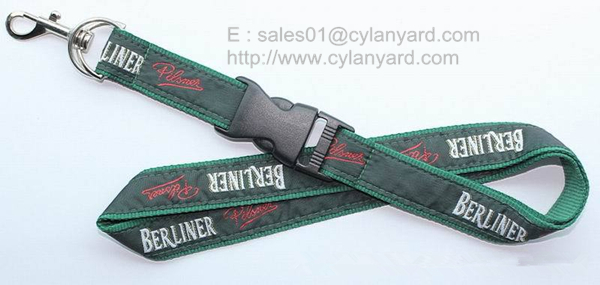 High Graded Jacquard Label Overlaid Lanyard With Metal Detachable Release Buckle