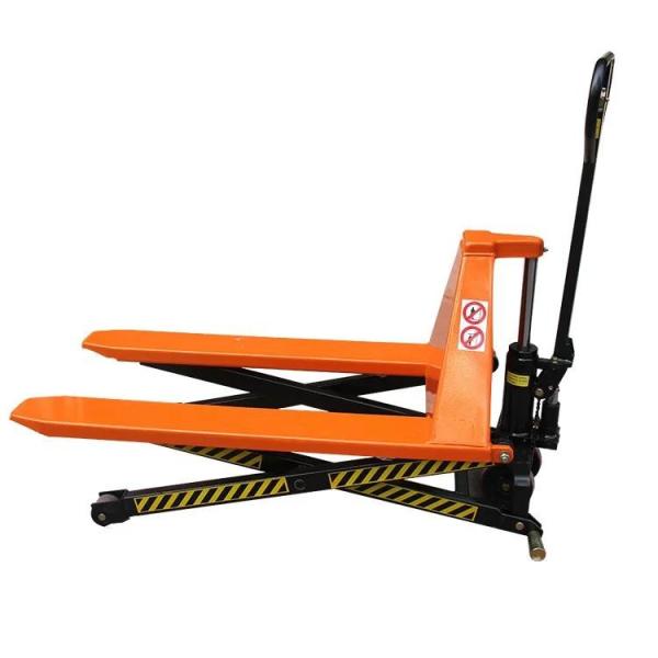 Caminhão de paletes de alta elevação Tesoura Caminhão de paletes de alta elevação Hidráulico 1000kg 1500kg Pallet Jack Caminhão de empilhadeira manual