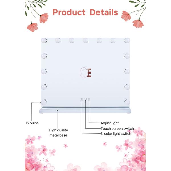 Compact Led Hollywood 10x Vanity Mirror Plexiglass Material