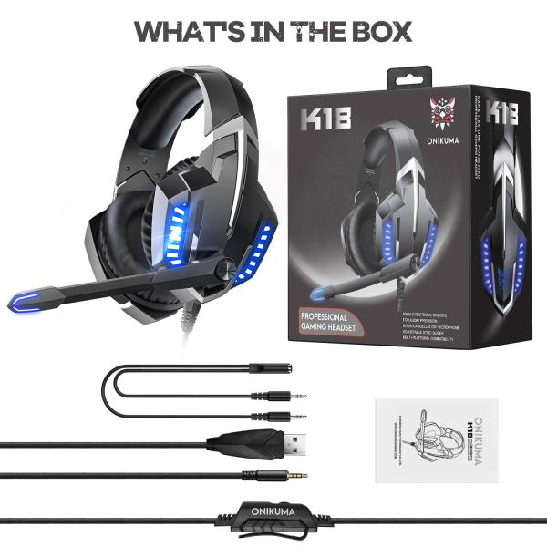 20000Hz Surround Sound Gaming Headset Onikuma K18 For Pubg Game