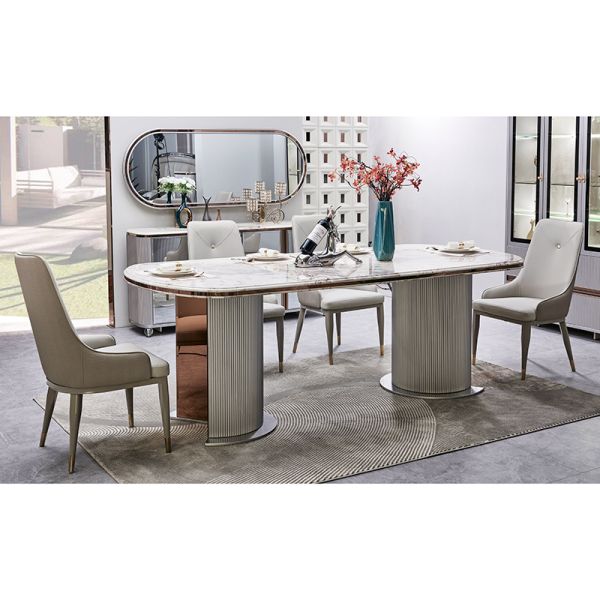 Complete Luxury Wooden Dining Room Sets 6 Seater Home Furniture Luxurious Large Wood Modern Marble Dining Table Set 4 Chairs