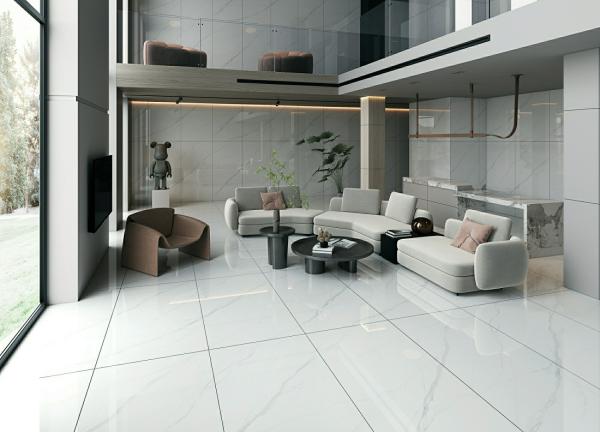 White Polished Porcelain Tile 900x1800mm Antibacterial Non-Slip AAA Grade