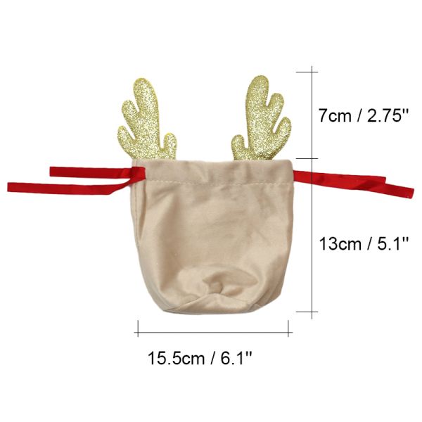 Customized DIY Drawstring Velet Sublimation Blank Christmas Gift Bags With Deer Ear Reusable Pouch For Candy