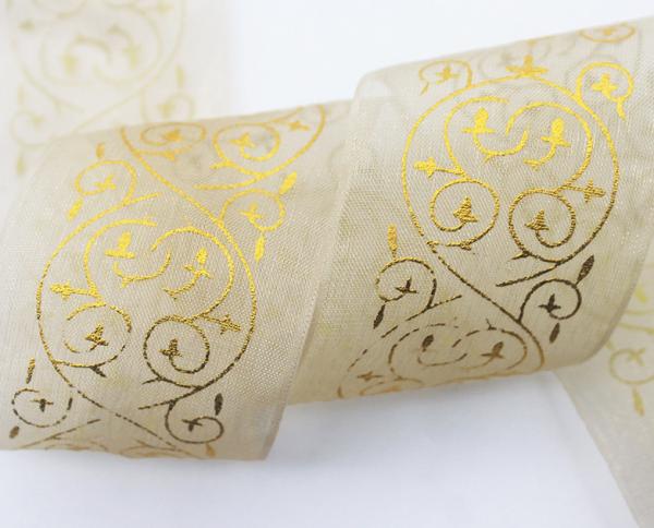 Manufacturer customized 3.8cm wedding clothing, flower packaging, hot stamping, Korean gauze belt, handmade DIY gift packaging, gauze belt