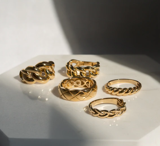 Потрясающий барочный 14K золотой градиент 925 серебряный женский кольцо