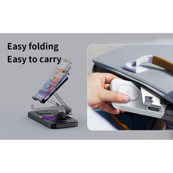 Multifunctional 3 In 1 Phone Watch Earbud Charger Stand Strong Magnetic Fast Wireless Charging