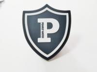 A etiqueta principal da roupa da borracha de silicone, o efeito 3D preto costura em Logo Patches