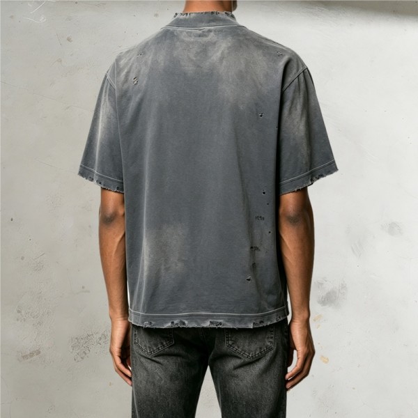 Blank Vintage T Shirt For Men Structured Dry Feel Boxy Drop Shoulder Distressed Custom