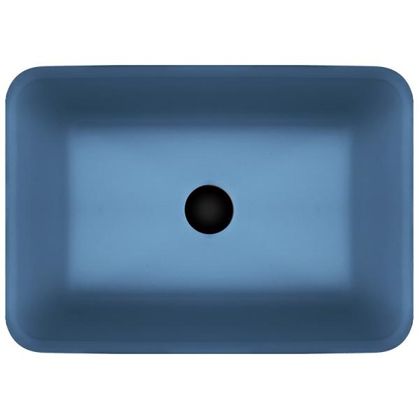 Dissipador feito a mão Matt Vessel Light Blue Vanity do vidro temperado retangular