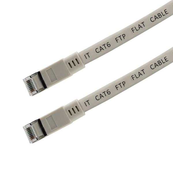 Câble Ethernet CAT6 plat blindé - Cordon de raccordement LAN FTP avec connecteurs RJ45 pour routeur, commutateur, ordinateur de bureau, utilisation en centre de données