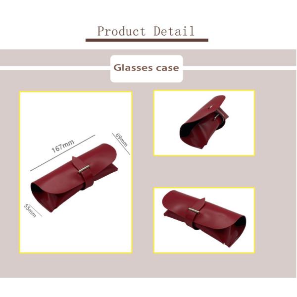 Red Bag Belt Closure ODM Leather Glasses Case FOR Ladies Eyewear Packaging