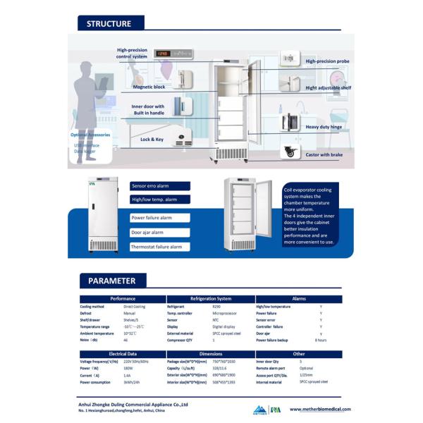 Минус 25 градусов 328 литров морозильника емкости медицинского для больницы лаборатории
