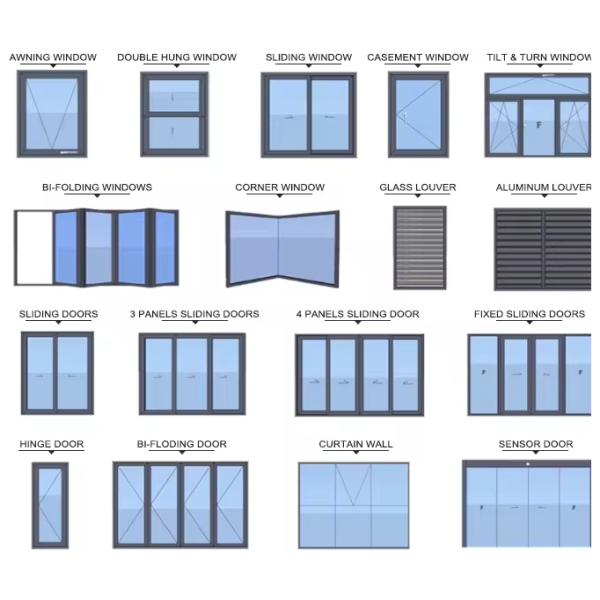 Aluminum Profile Folding Window Door Glass Slim Frame Glass Accordion Doors