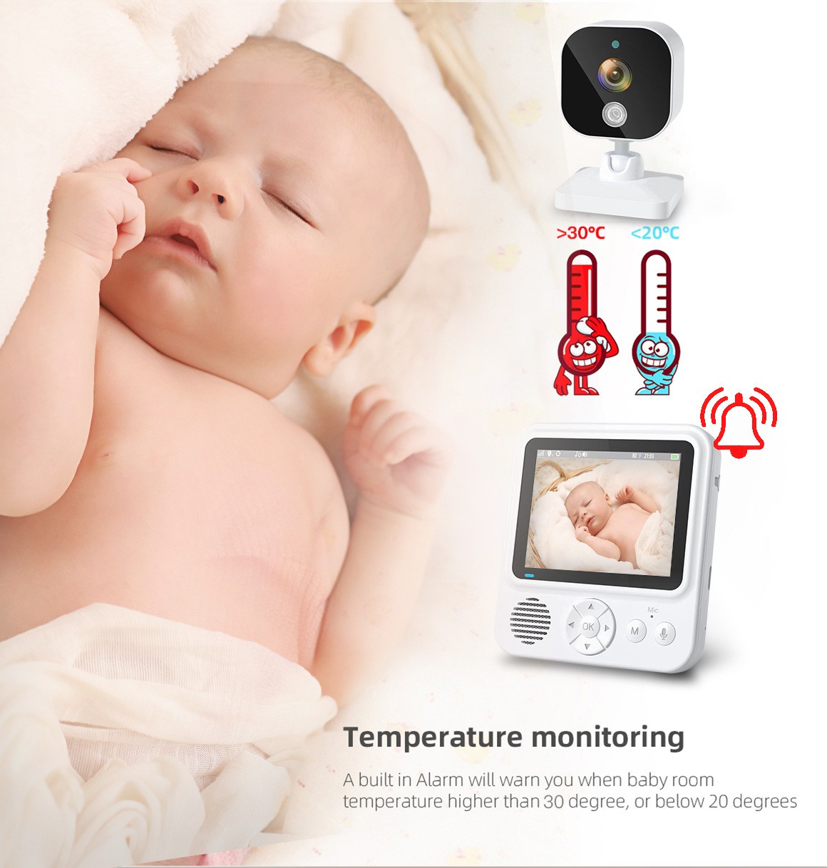 HD Wireless Baby Monitor Camera 2.8 Inch Security IP Camera With Night Vision Sleep Monitoring Two Way Audio Smart Wifi Cameras