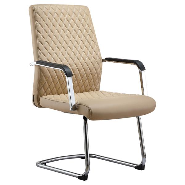 Chromed  SS Modern Executive Chairs No Wheels PU Upholstery SGS