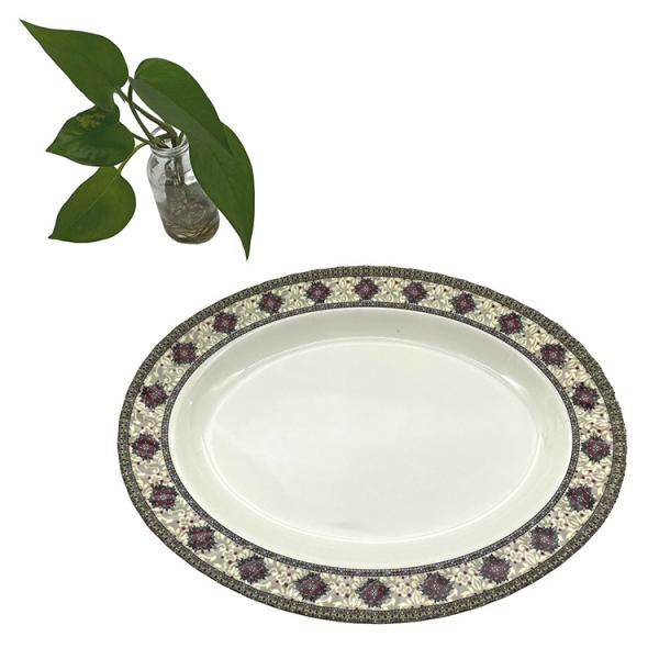 13.5 Oval Shape Melamine Soup Plate for Household and Restaurant
