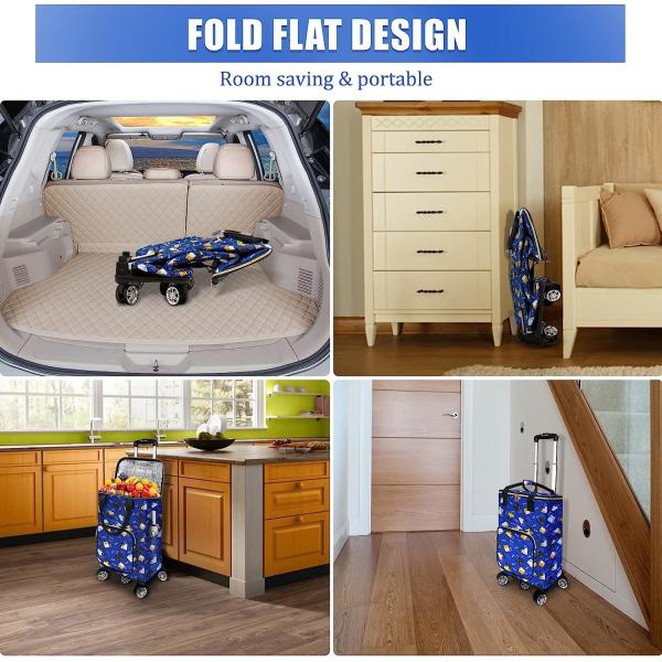 Laundry Utility Big Capacity Grocery Shopping Cart Lightweight Folding Waterproof Insulated Shopping Trolley