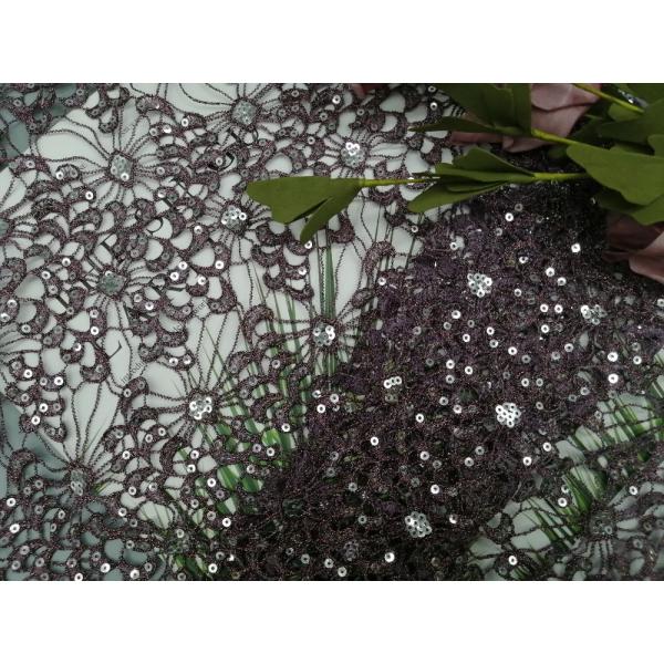 Металлический химикат вышитой ткани Sequin шнурка яркого блеска
