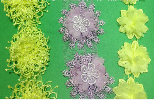 Garment Accessories Embroidery Organza Applique Flower  with Sequin