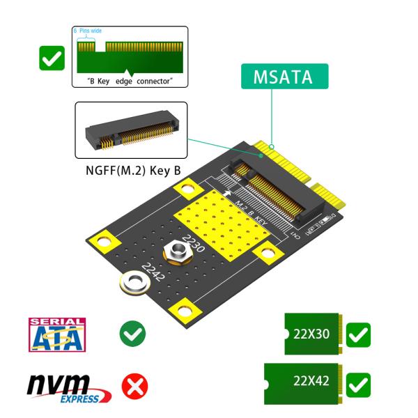 MSATA к M.2 (NGFF) Ключ B адаптер для 2230/2242 SSD-карты адаптер для мультисистемных PCS комплектующих