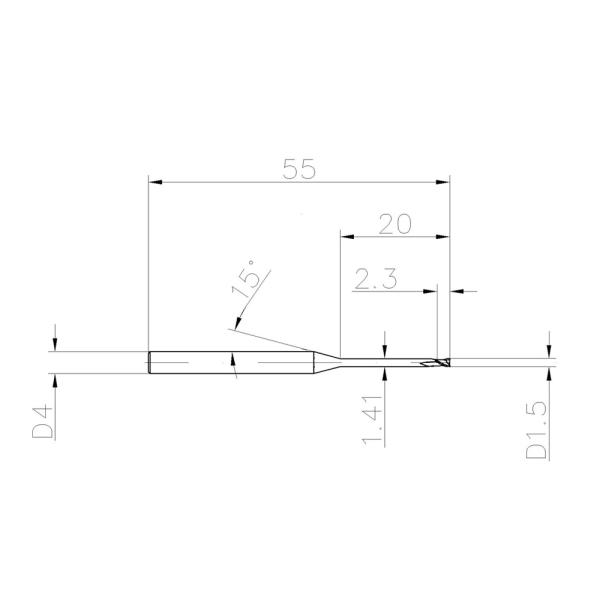 Fraise en bout en carbure cémenté à 2 cannelures de 1,5 mm 55HRC pour l'acier