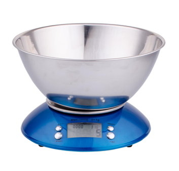 2*AAA Batería Plata 5000g Balanza de alimentos de cocina digital multifuncional con tazón Balanza de plataforma LCD de acero inoxidable portátil