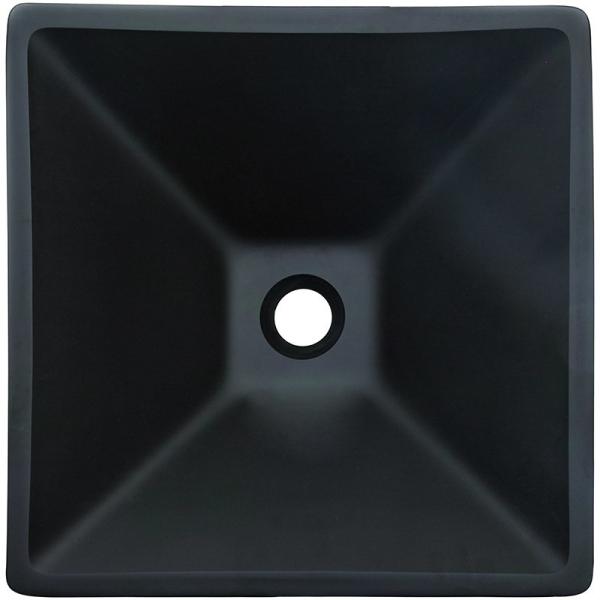 142mm Acid Matt Black Basin Square Funnel Shape Tempered Bathroom
