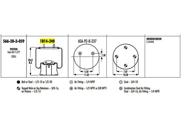 mola de ar 566-28-3-059 de 1R14-240 Goodyear Hendrickson S-24445