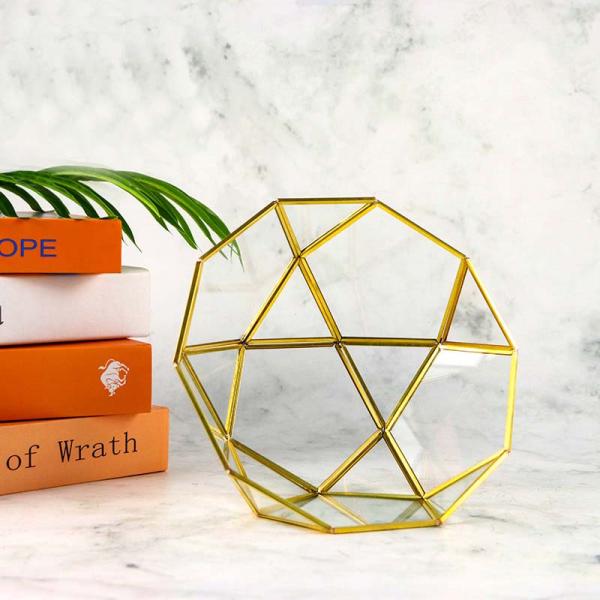 Japanese Style fruit Salad Bowl Nordic vintage design Brass geometric Phnom glass fruit basket bowl-shaped fruit bowl