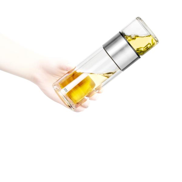 Handheld Double Wall Glass Tea Infuser Thermo Water Flask Customized