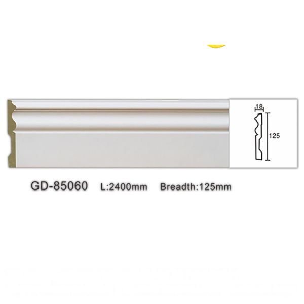 GD-85060 Modern Style Polyurethane Skirting Mouldings | Easy-Install White Wall Baseboard Trim for Living Rooms