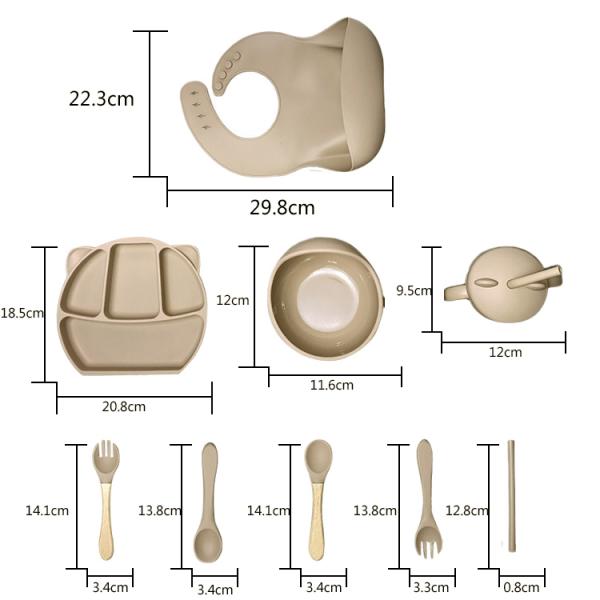 Baby Feeding Silicone Bib And Bowl Set Food Grade With Forks And Spoons