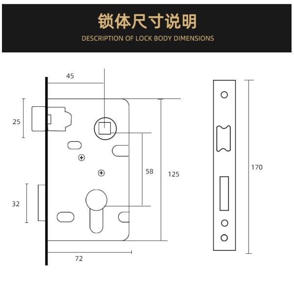 Ручка замка Mortise тела алюминиевой окиси для деревянных дверей
