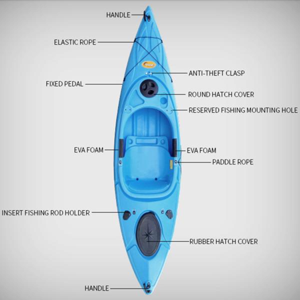 Old Town Pelican Sit In Fishing Kayak Huarui LLDPE Single Person Plastic Boat